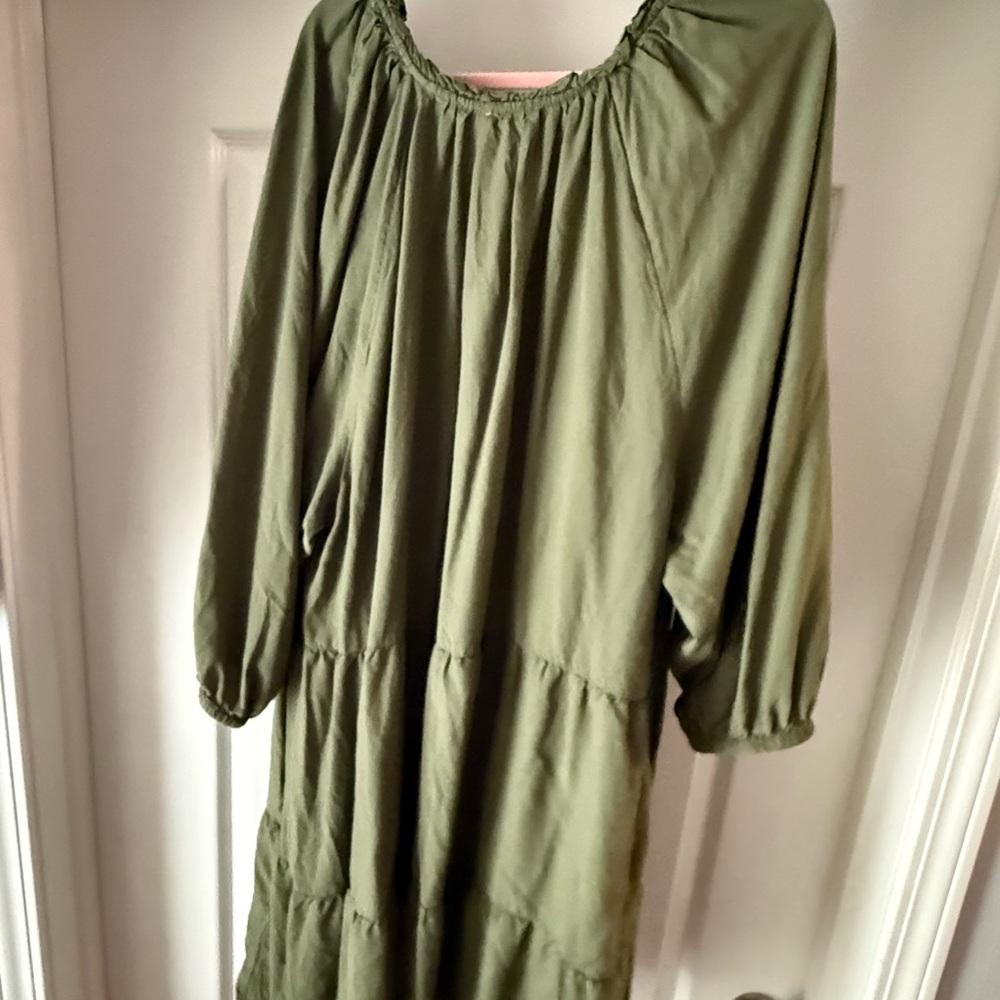 Chic Long Sleeve Olive Dress - Picture 3 of 3